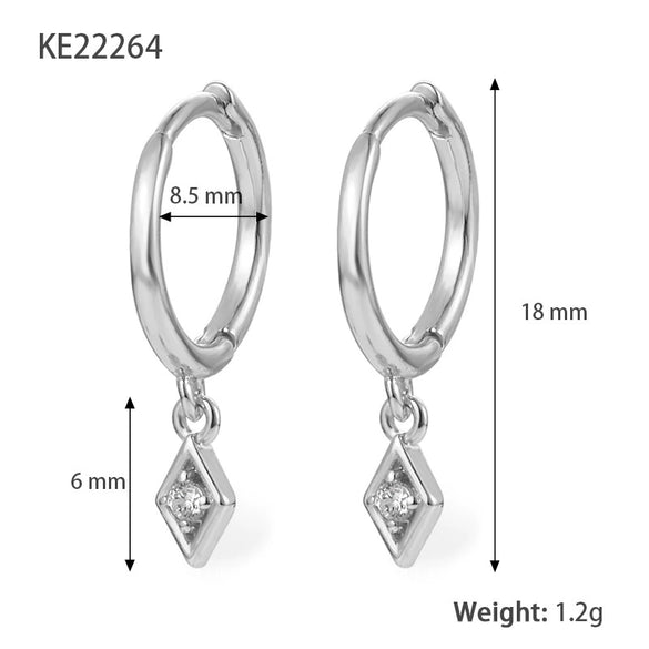 S925 Sterling Silver Geometric Rhombus Micropaved Zircon Earrings