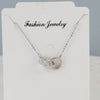 S925 Sterling Silver Geometric Ring Link Necklace For Women Simple Fashion Double Ring Clavicle Chain