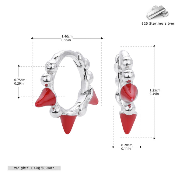 S925 Sterling Silver Geometric Round Beads Glue Rivet Electroplating Earrings For Women