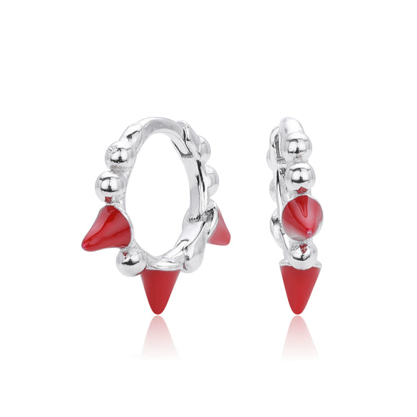 S925 Sterling Silver Geometric Round Beads Glue Rivet Electroplating Earrings For Women
