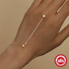 S925 Sterling Silver Geometric Round Diamond Electroplated Women's Finger Chain Bracelet