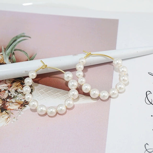 S925 Sterling Silver Geometric Round Freshwater Pearl Earrings For Women Statement Circle Design