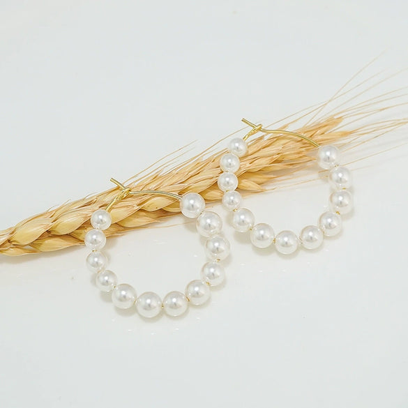 S925 Sterling Silver Geometric Round Freshwater Pearl Earrings For Women Statement Circle Design