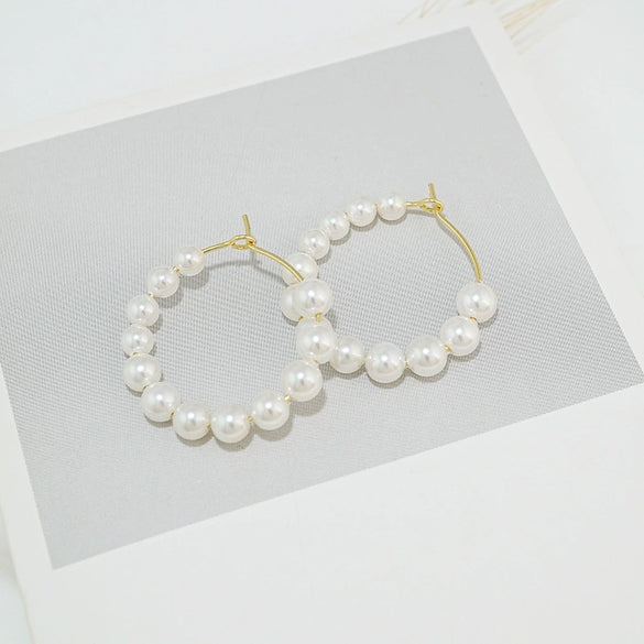 S925 Sterling Silver Geometric Round Freshwater Pearl Earrings For Women Statement Circle Design