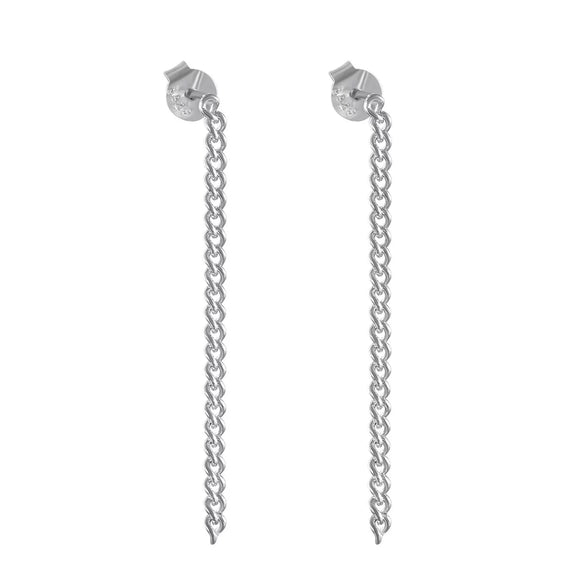 S925 Sterling Silver Geometric Round Heavy Industry Chain Stud Earrings For Women