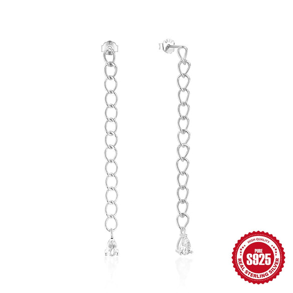 S925 Sterling Silver Geometric Round Heavy Industry Chain Stud Earrings For Women