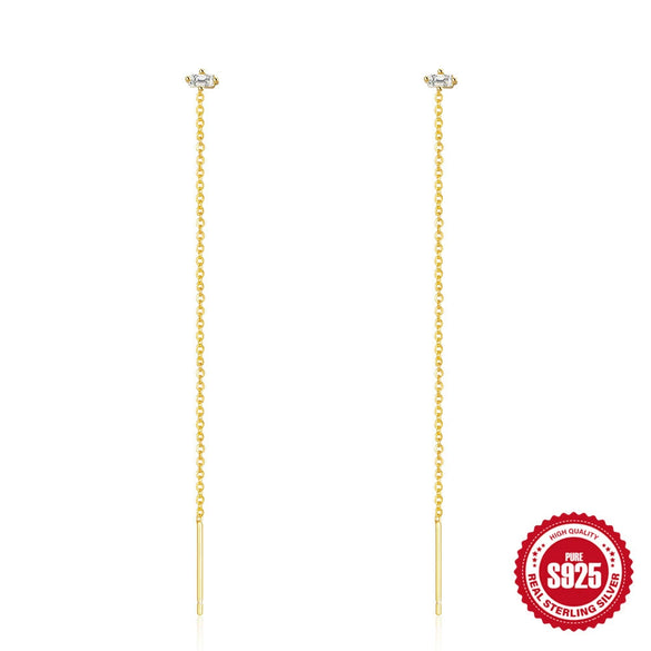 S925 Sterling Silver Geometric Round Heavy Industry Chain Stud Earrings For Women