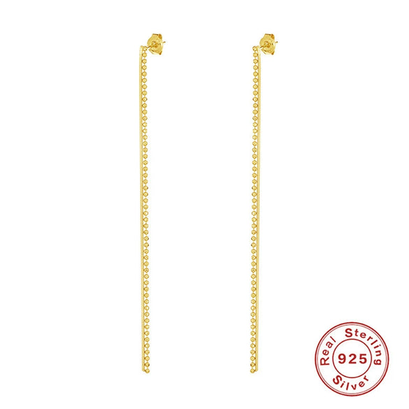 S925 Sterling Silver Geometric Round Heavy Industry Chain Stud Earrings For Women
