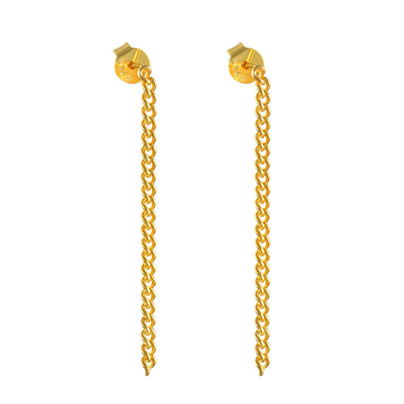 S925 Sterling Silver Geometric Round Heavy Industry Chain Stud Earrings For Women