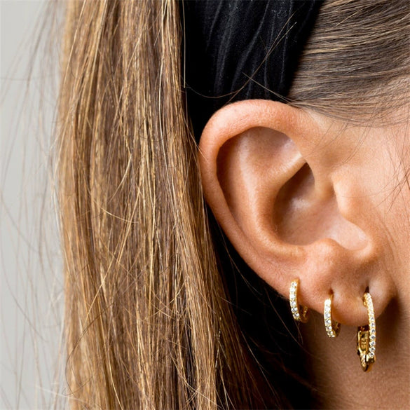 S925 Sterling Silver Geometric Round Micro Earrings With Electroplating For Women