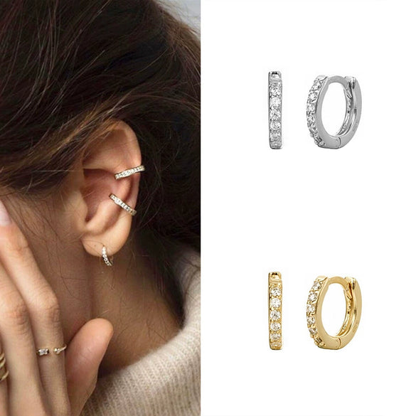 S925 Sterling Silver Geometric Round Micro Earrings With Electroplating For Women