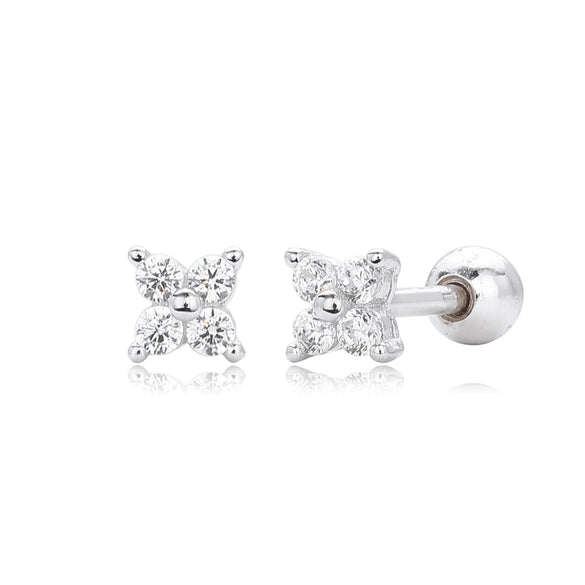 S925 Sterling Silver Geometric Simple Style Electroplated Women's Cartilage Threaded Piercing Earrings