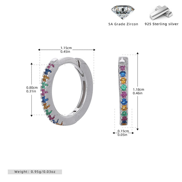 S925 Sterling Silver Geometric Simple Style Inlaid Zircon Women's Earrings