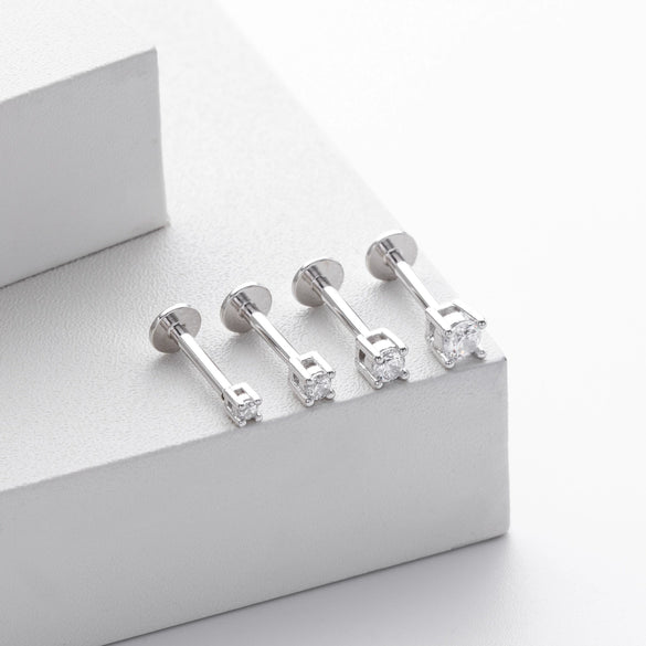 S925 Sterling Silver Geometric Simple Style Piercing Earrings For Women
