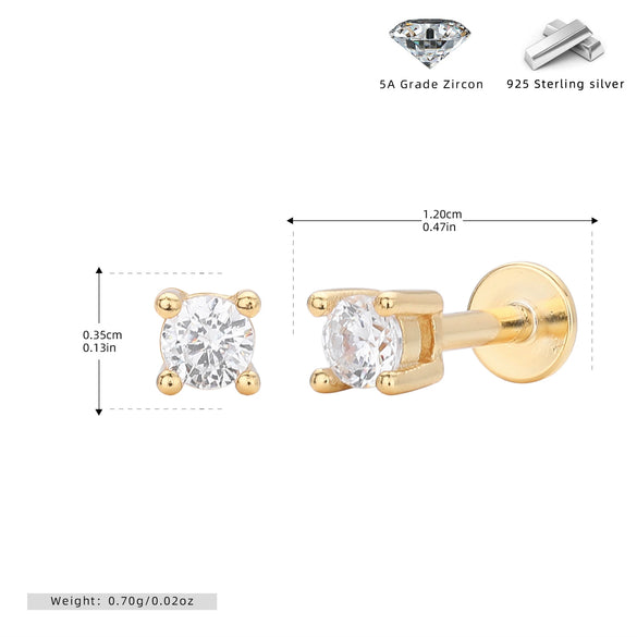 S925 Sterling Silver Geometric Simple Style Piercing Earrings For Women