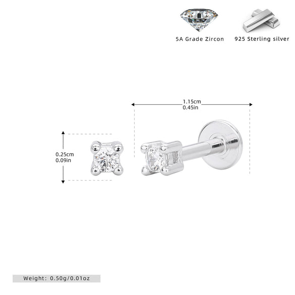 S925 Sterling Silver Geometric Simple Style Piercing Earrings For Women