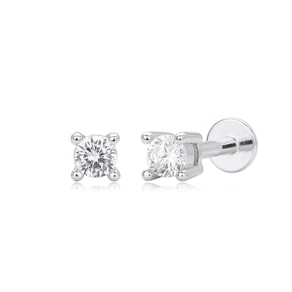 S925 Sterling Silver Geometric Simple Style Piercing Earrings For Women