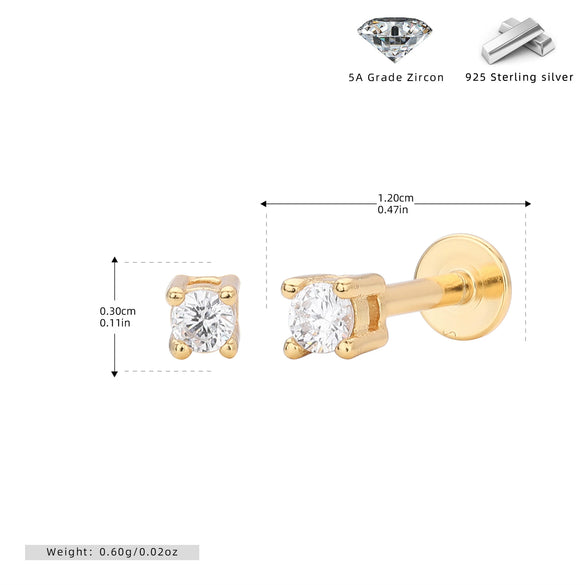 S925 Sterling Silver Geometric Simple Style Piercing Earrings For Women