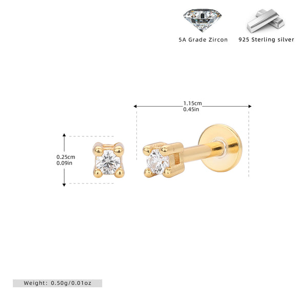 S925 Sterling Silver Geometric Simple Style Piercing Earrings For Women
