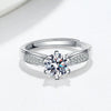 S925 Sterling Silver Geometric Six Claw Ring For Women Electroplated Classic Adjustable Wedding Birthday Ring