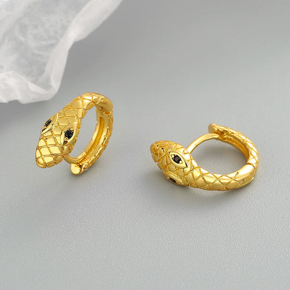 S925 Sterling Silver Geometric Snake Earrings With Electroplated Finish Fashion Statement Earrings