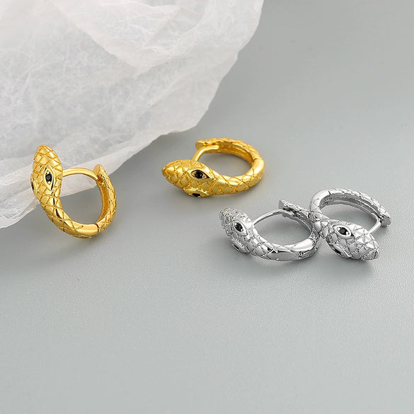 S925 Sterling Silver Geometric Snake Earrings With Electroplated Finish Fashion Statement Earrings