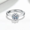 S925 Sterling Silver Geometric Snowflake Six Claw Moissanite Ring For Women Adjustable Open Ring With Electroplated Finish