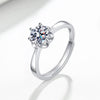 S925 Sterling Silver Geometric Snowflake Six Claw Moissanite Ring For Women Adjustable Open Ring With Electroplated Finish