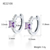 S925 Sterling Silver Geometric Square Colorful Zircon Inlaid Electroplated Women's Earrings