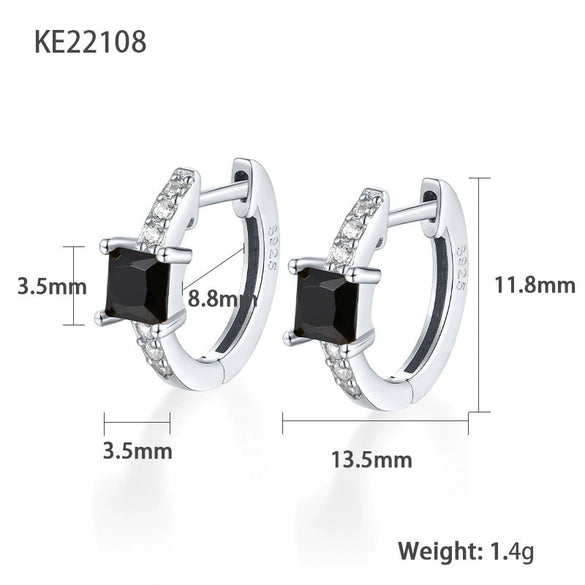 S925 Sterling Silver Geometric Square Colorful Zircon Inlaid Electroplated Women's Earrings