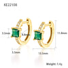 S925 Sterling Silver Geometric Square Colorful Zircon Inlaid Electroplated Women's Earrings