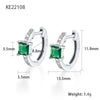 S925 Sterling Silver Geometric Square Colorful Zircon Inlaid Electroplated Women's Earrings