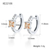 S925 Sterling Silver Geometric Square Colorful Zircon Inlaid Electroplated Women's Earrings