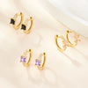S925 Sterling Silver Geometric Square Colorful Zircon Inlaid Electroplated Women's Earrings