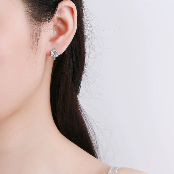 S925 Sterling Silver Geometric Square Earrings With Full Stone Inlay Electroplated Light Luxury Fashion Jewelry