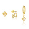 S925 Sterling Silver Geometric Square Freshwater Pearl Inlaid Earrings For Women