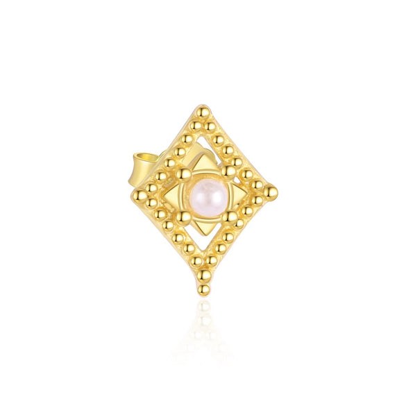 S925 Sterling Silver Geometric Square Freshwater Pearl Inlaid Earrings For Women