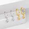 S925 Sterling Silver Geometric Square Hollow Four Leaf Women's Earrings Fashion And Simple