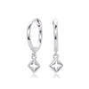 S925 Sterling Silver Geometric Square Hollow Four Leaf Women's Earrings Fashion And Simple