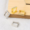S925 Sterling Silver Geometric Square Hoop Earrings With Electroplated Simple Minimalist Design