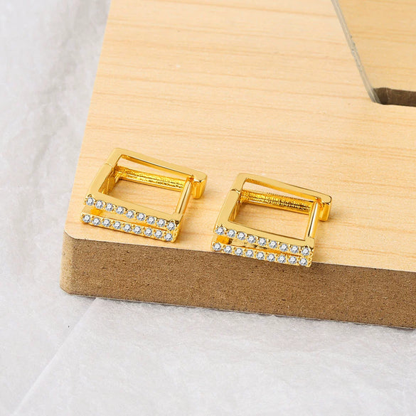 S925 Sterling Silver Geometric Square Hoop Earrings With Electroplated Simple Minimalist Design