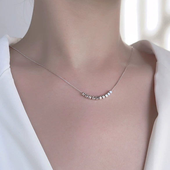 S925 Sterling Silver Geometric Square Pendant Necklace For Women With Electroplated Light Luxury Clavicle Chain