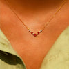 S925 Sterling Silver Geometric Square Red Zircon Vshaped Women's Electroplated Necklace
