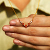 S925 Sterling Silver Geometric Square Red Zircon Vshaped Women's Electroplated Necklace