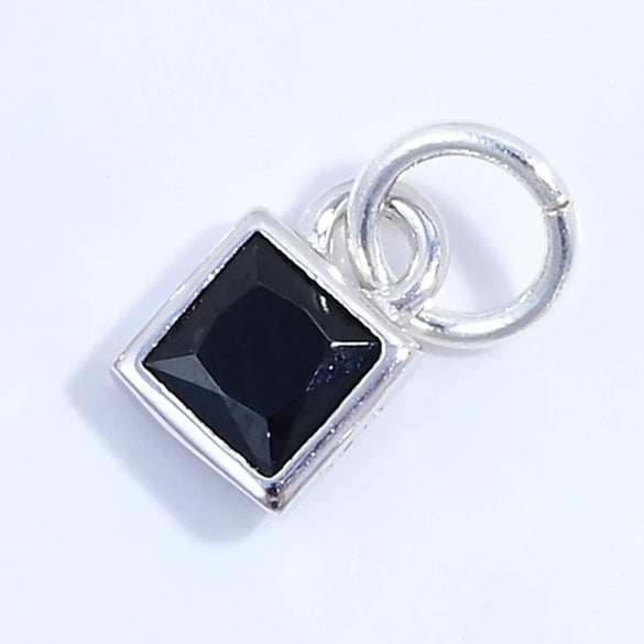 S925 Sterling Silver Geometric Square Sugar Pendant With Zirconia For Diy Bracelet