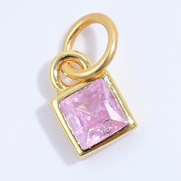 S925 Sterling Silver Geometric Square Sugar Pendant With Zirconia For Diy Bracelet