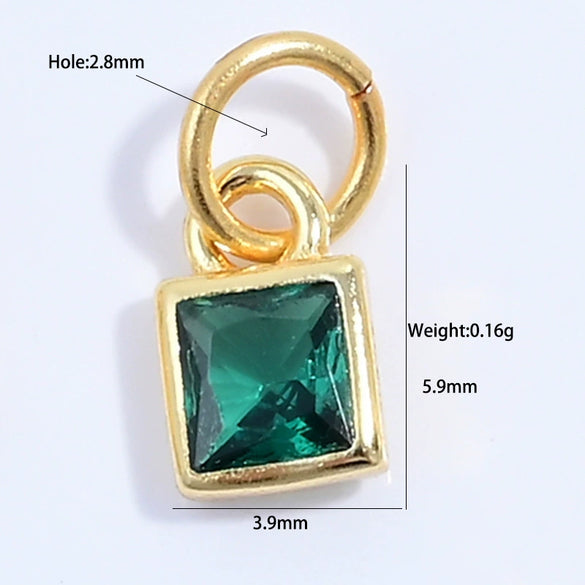 S925 Sterling Silver Geometric Square Sugar Pendant With Zirconia For Diy Bracelet