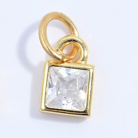 S925 Sterling Silver Geometric Square Sugar Pendant With Zirconia For Diy Bracelet