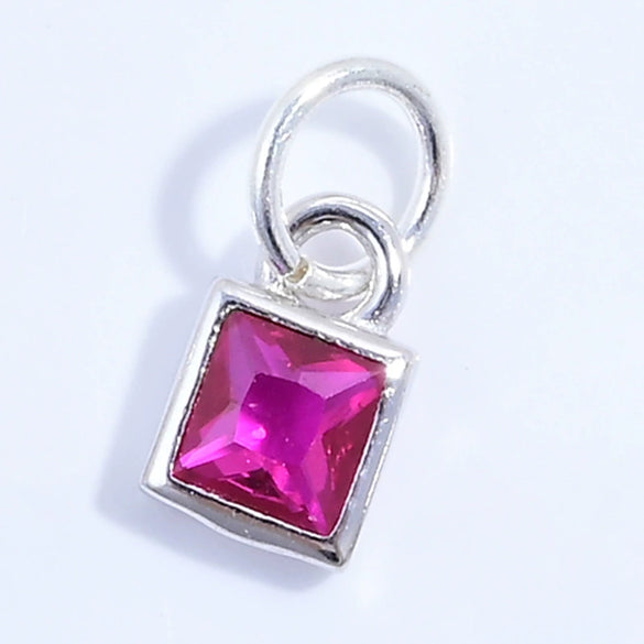 S925 Sterling Silver Geometric Square Sugar Pendant With Zirconia For Diy Bracelet