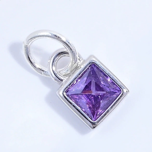 S925 Sterling Silver Geometric Square Sugar Pendant With Zirconia For Diy Bracelet